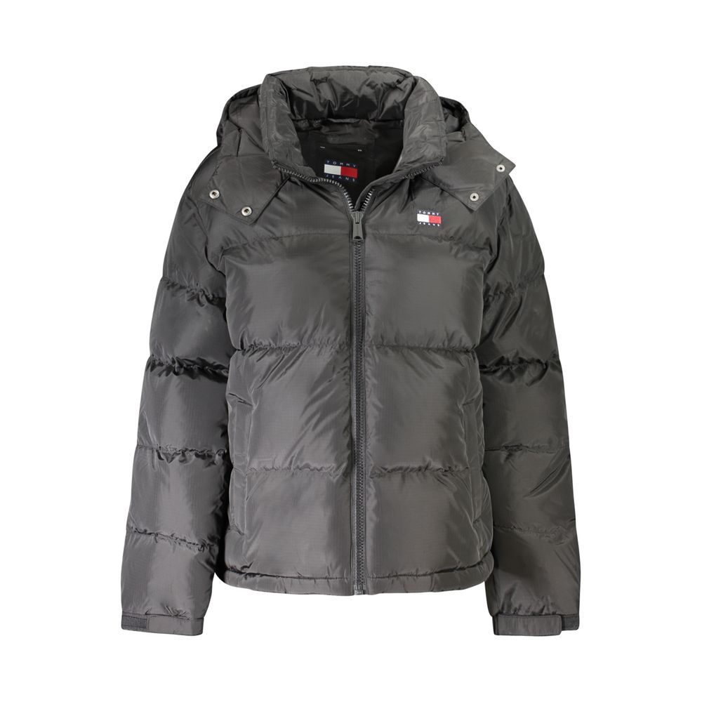 Tommy Hilfiger "Black Polyester Women Jacket with Removable Hood"