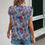 Thumbnail: Floral Round Neck Lace Trimmed Fit Blouse