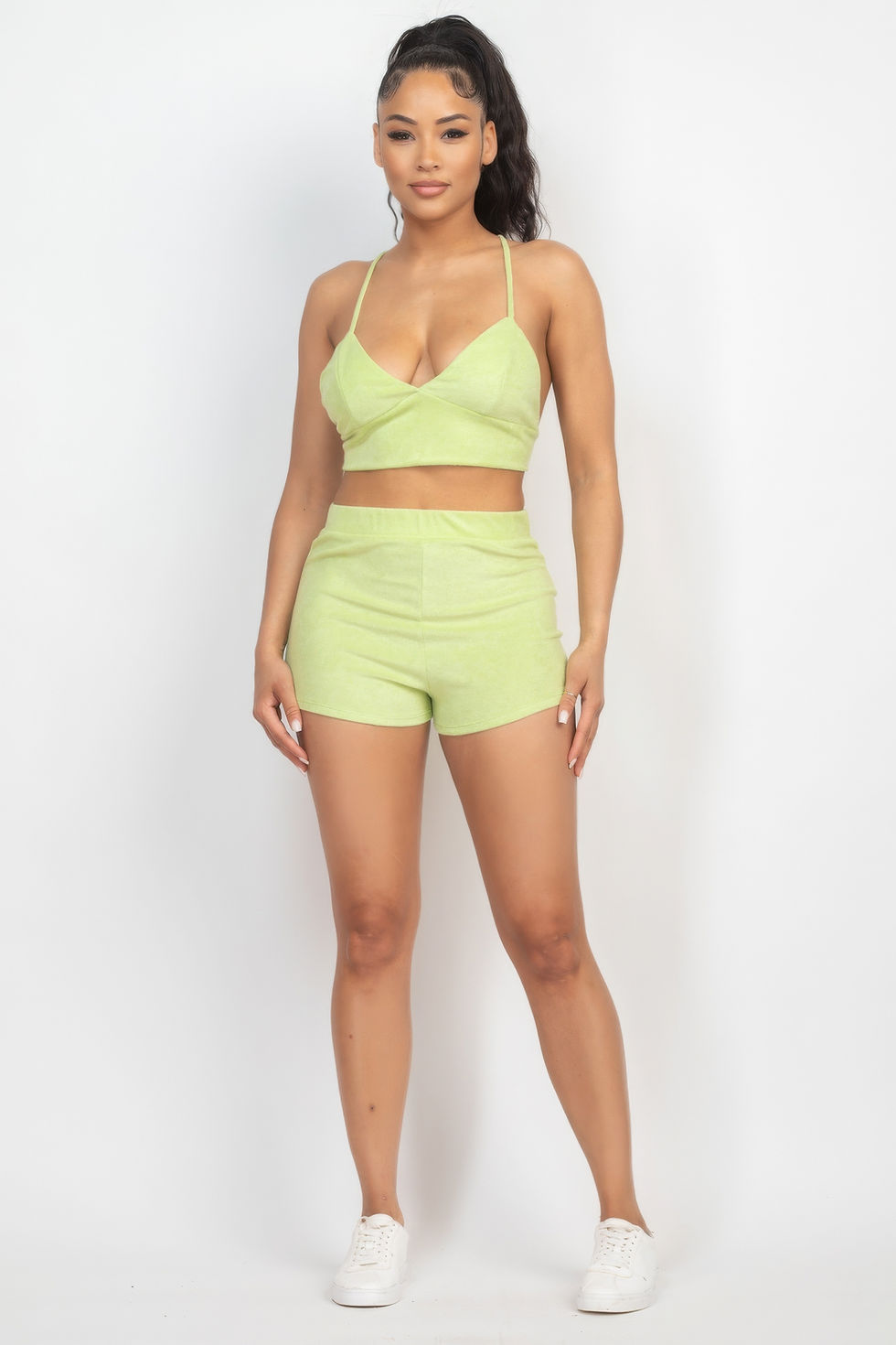Thumbnail: Terry Towel Bralette Top & Mini Shorts Set