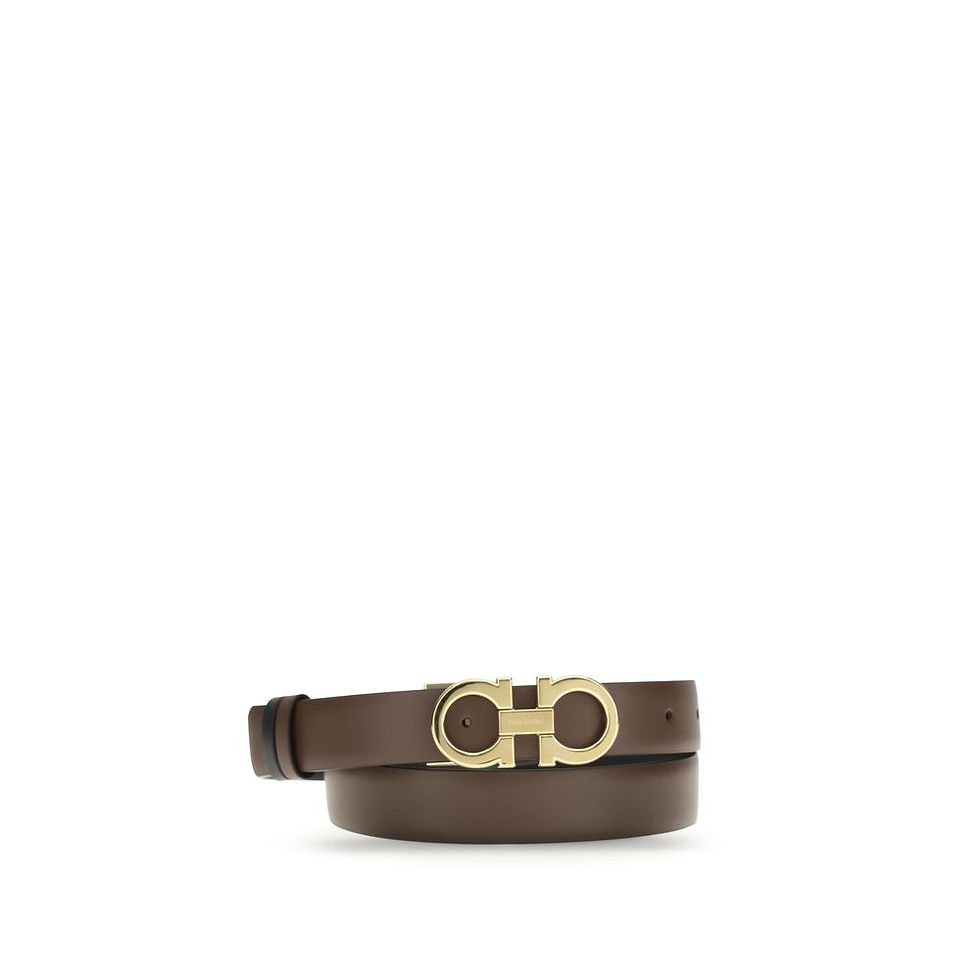 Thumbnail: Ferragamo Brown Calf Leather Bos Taurus Regular Belt