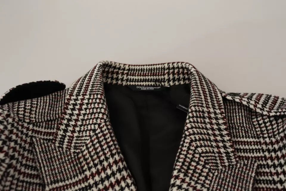 Thumbnail: Dolce & Gabbana Gray Check Plaid Long Trench Coat Jacket
