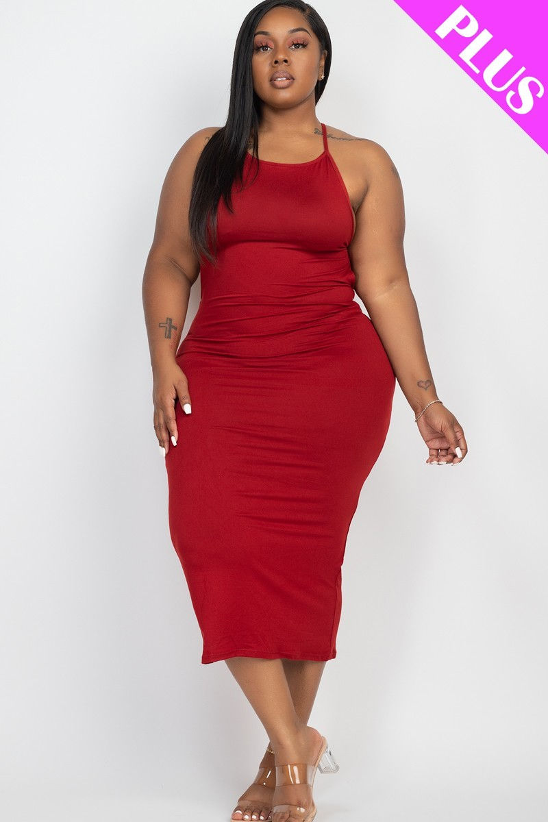 Thumbnail: Plus Open Back Criscross Maxi Fashion Dress