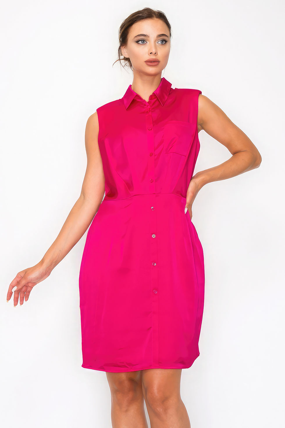 Thumbnail: Button-down Pleated Shirt Dress