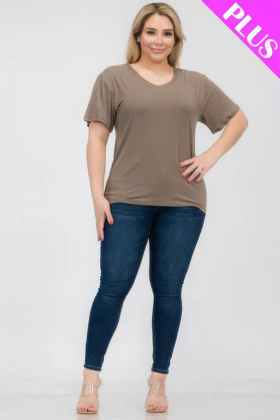 Thumbnail: Plus Size Basic Short Sleeve T-shirt