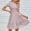 Thumbnail: Solid Puff Sleeve Shirred Detail Ruffle Hem Dress