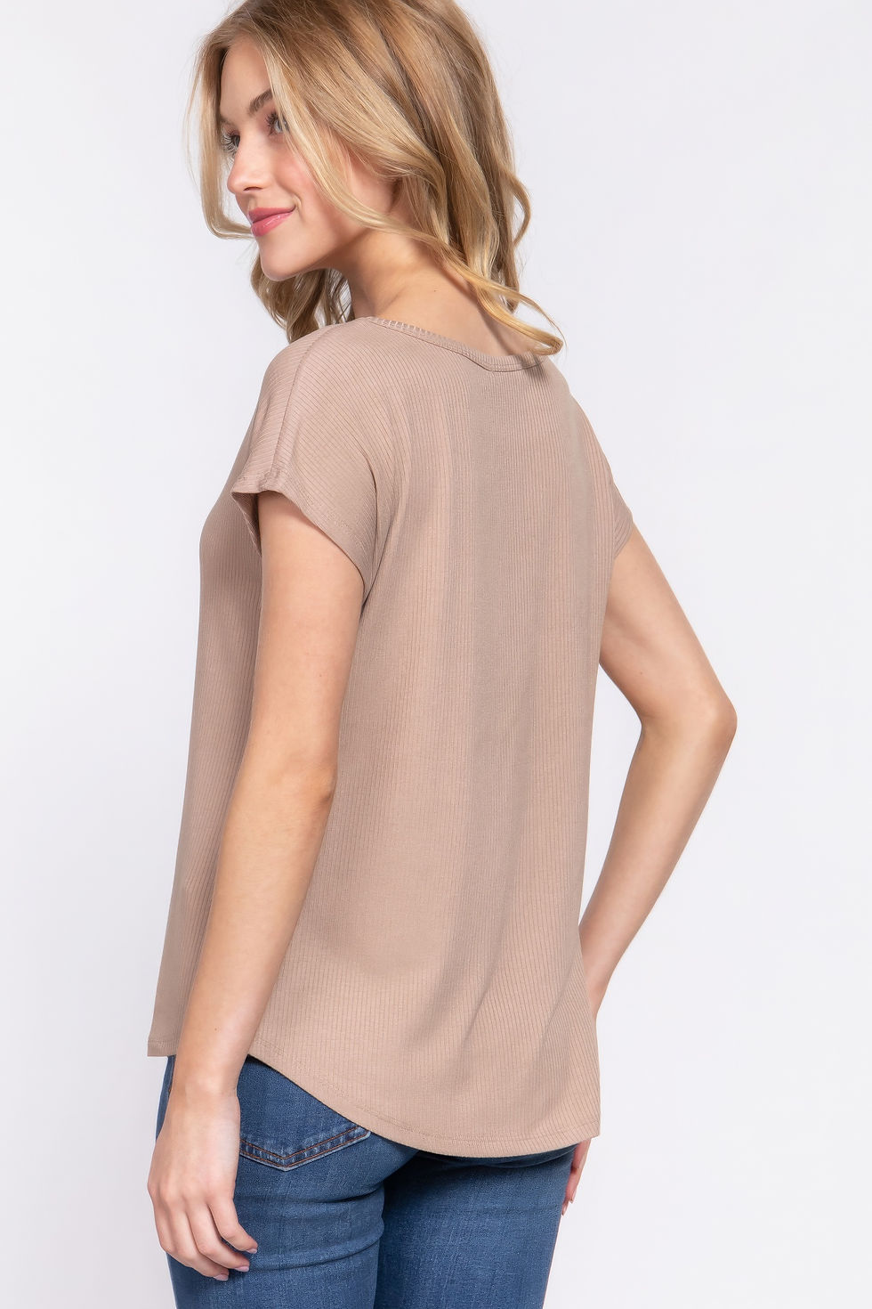 Thumbnail: Short Dolman Slv Rib Knit Top        