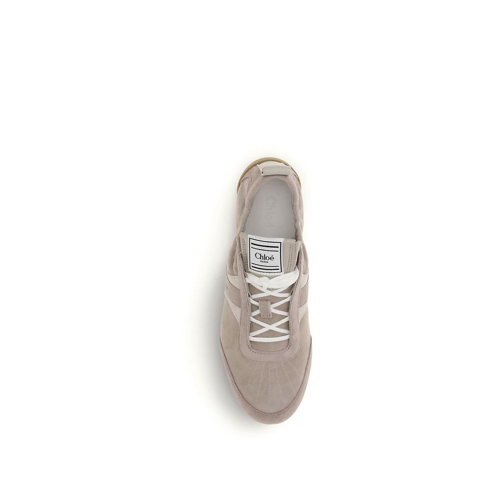Thumbnail: Chloé Beige Calf Leather Bos Taurus Athletic Sneakers