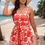 Thumbnail: Plus Size Random Printed Belt Sleeveless Romper
