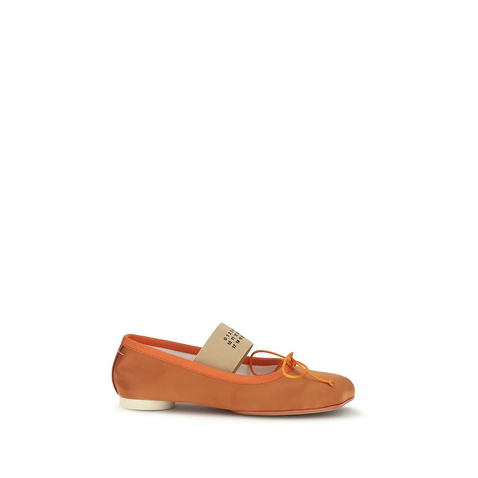Thumbnail: MM6 Orange Viscose Ballet Flats