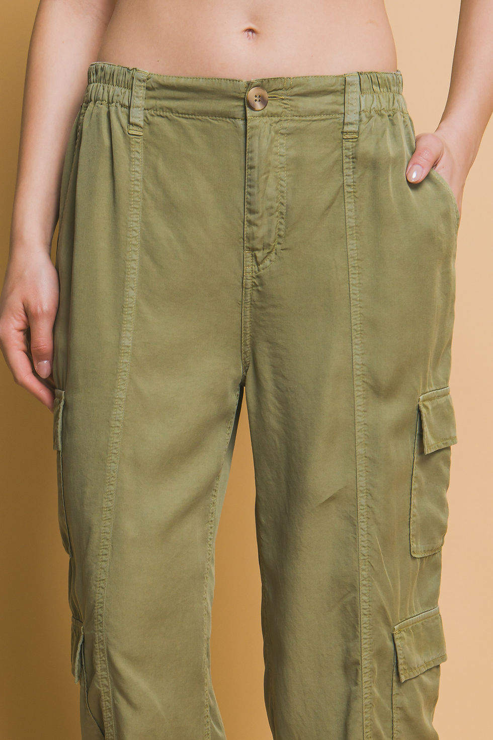 Thumbnail: Full-length Tencel Pants With Cargo Pockets