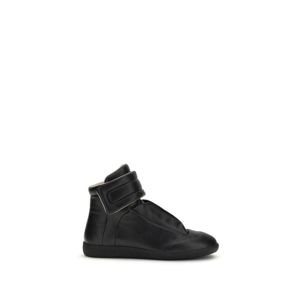 Margiela Black Calf Leather Bos Taurus High Top Sneakers