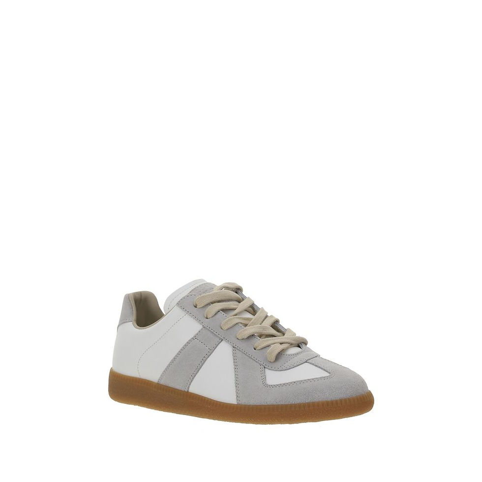 Thumbnail: Maison Margiela White Calf Leather Bos Taurus Low Top Sneakers