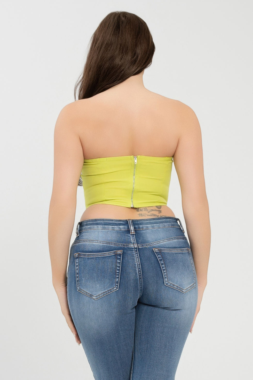 Thumbnail: Front Fold-over Color Contrast Tube Top     