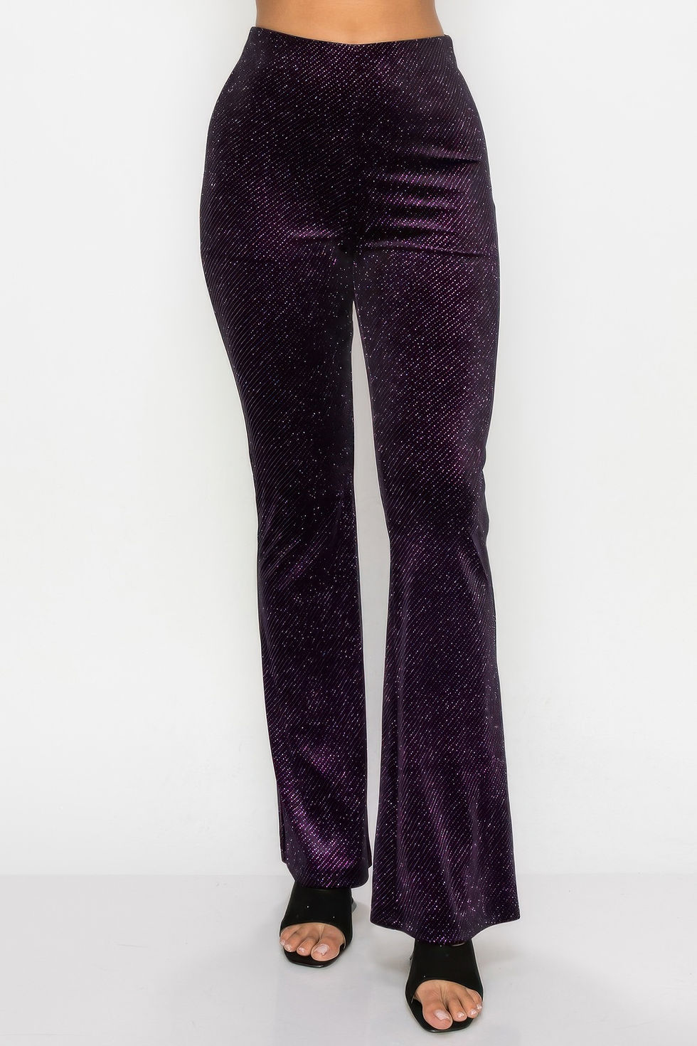 Thumbnail: Glittery Flare High-rise Elastic Pants    