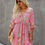 Thumbnail: Boho Print Wrap Neck Tie Back Pleated Hem Dress