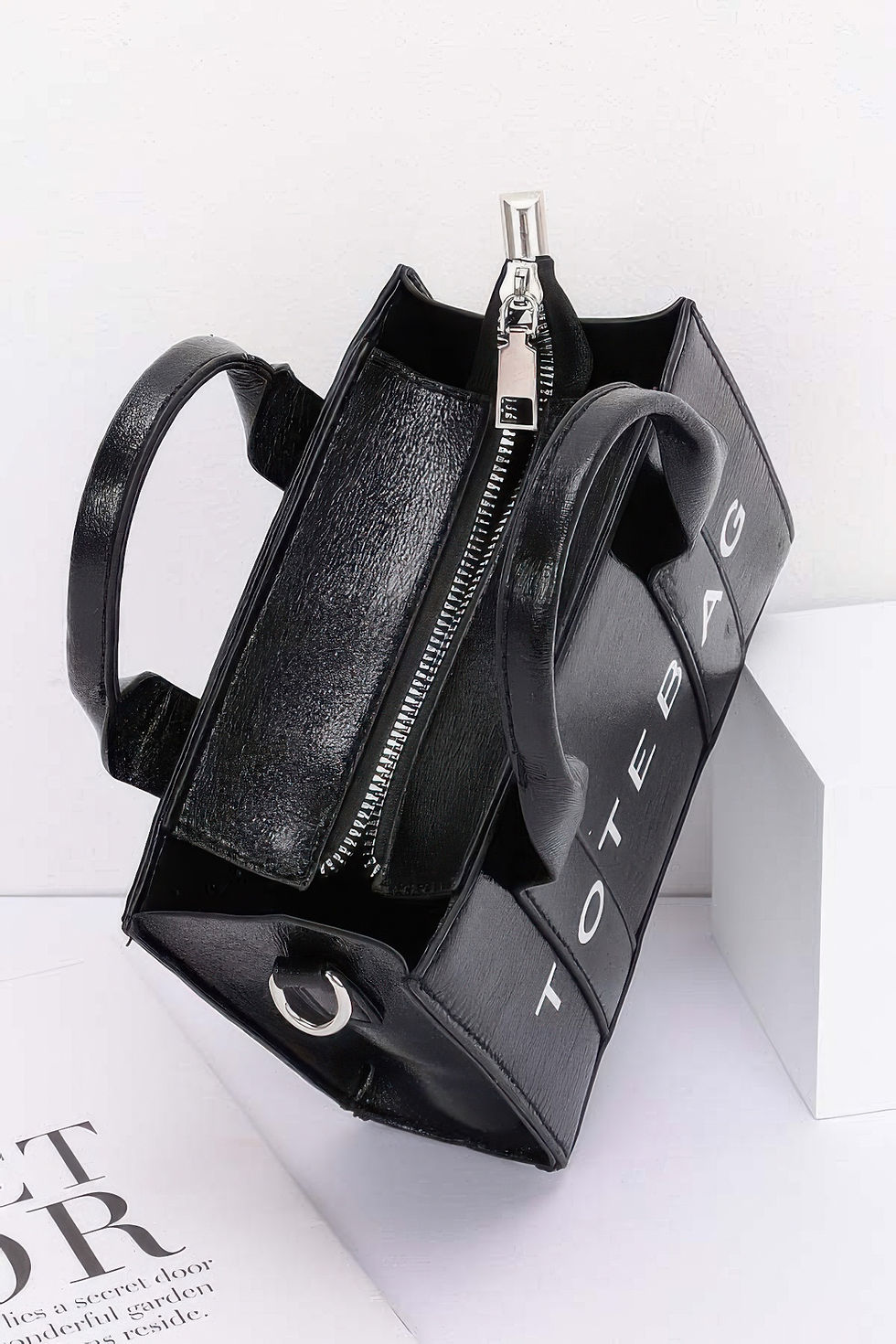 Thumbnail: Metallic Faux Leather Tote Bag