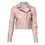 Thumbnail: Dolce & Gabbana Light Pink Collar Leather Women Biker Jacket