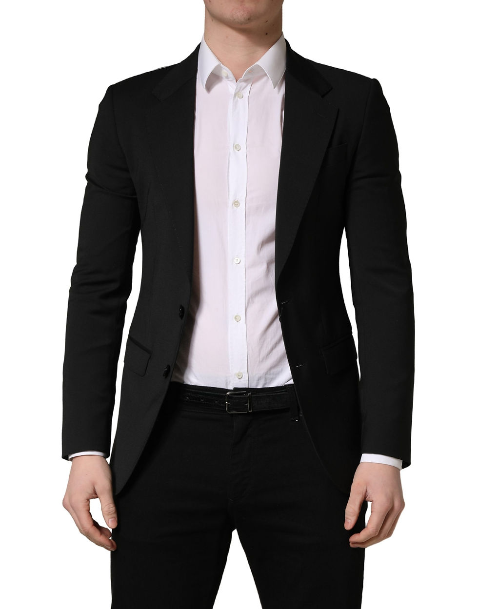 Thumbnail: Dolce & Gabbana Black Polyester 2 Buttons Men Suit Jacket
