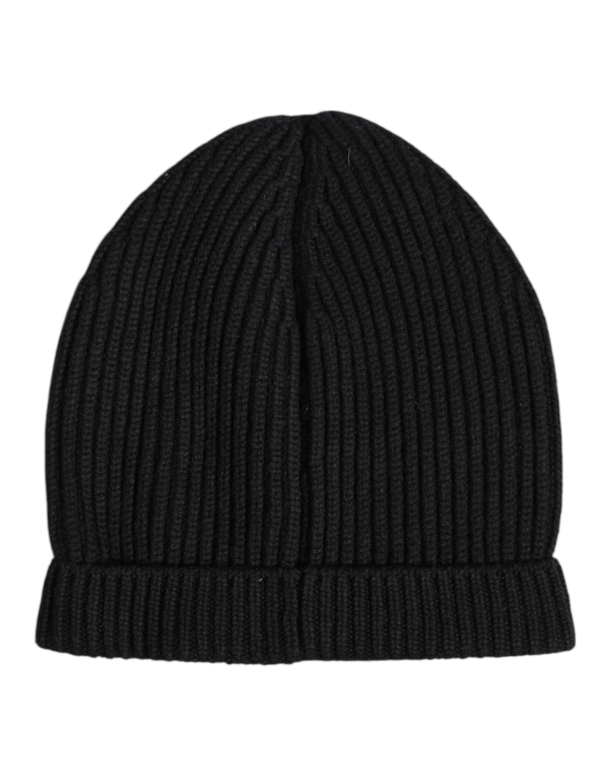 Dolce & Gabbana Black Cashmere Knitted Winter Beanie Hat
