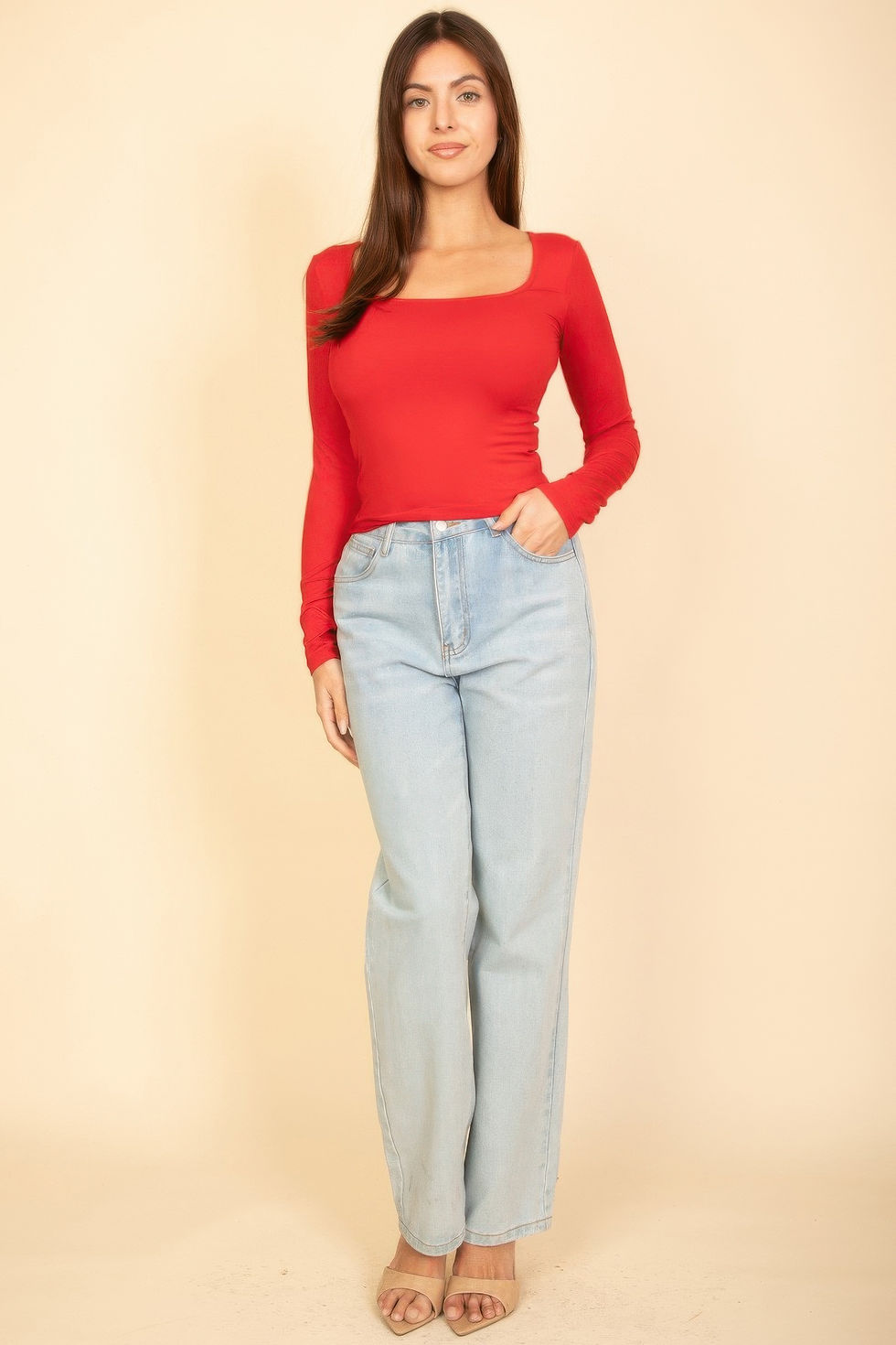 Thumbnail: Square Neck Long Sleeve Top
