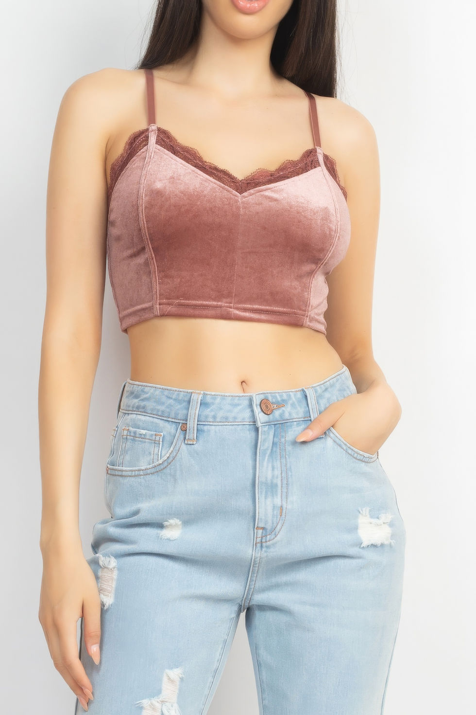 Thumbnail: Sleeveless Corset Velvet Crop Top