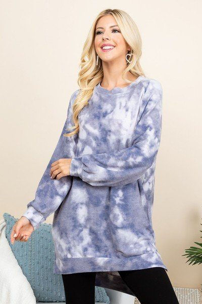 Thumbnail: Ultra Cozy Tie Dye French Terry Brush Oversize Casual Pullover
