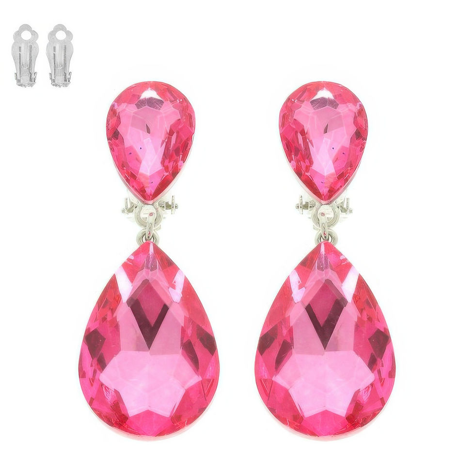 Thumbnail: Teardrop-cut Crystal Clip On Earrings