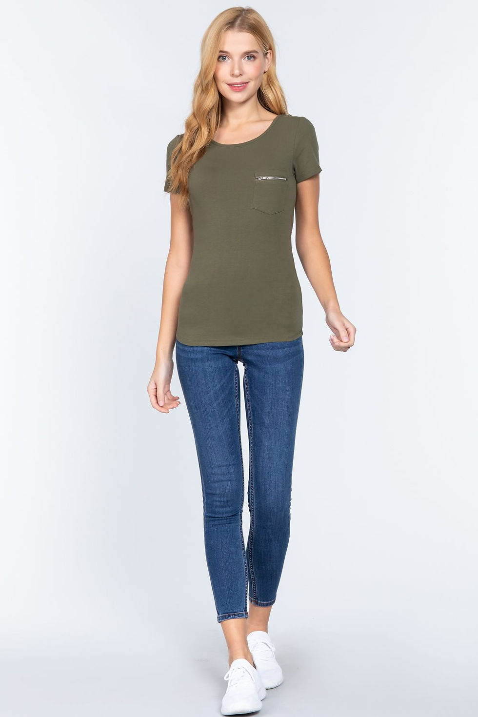Thumbnail: Short Sleeve Top W/zipper Pocket
