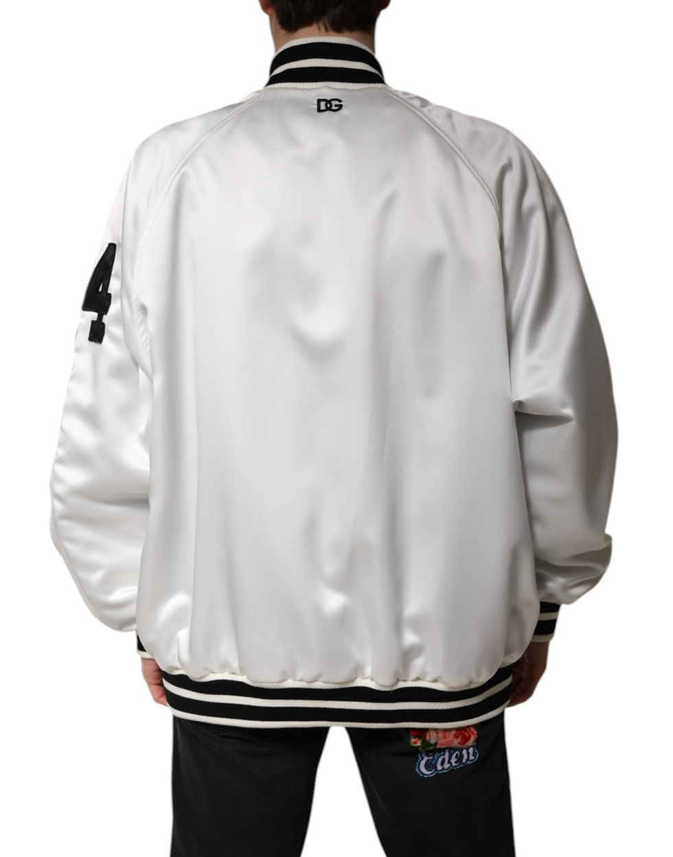 Thumbnail: Dolce & Gabbana White DG Logo Polyester Jersey Bomber Jacket