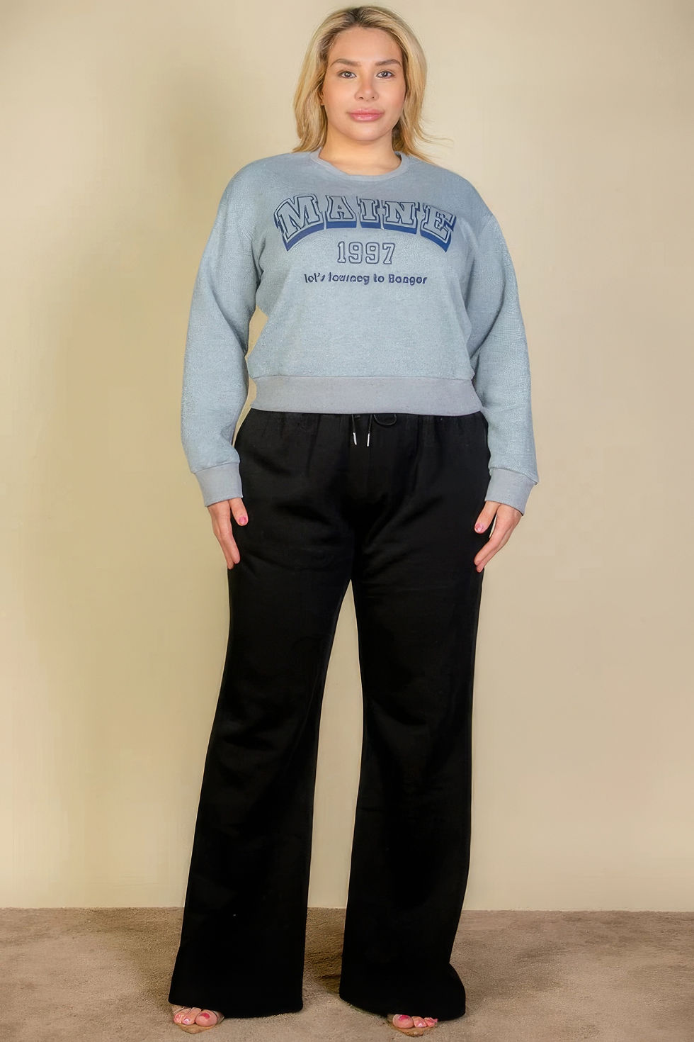 Thumbnail: Plus Size Drawstring Waist Slant Pocket Sweatpants