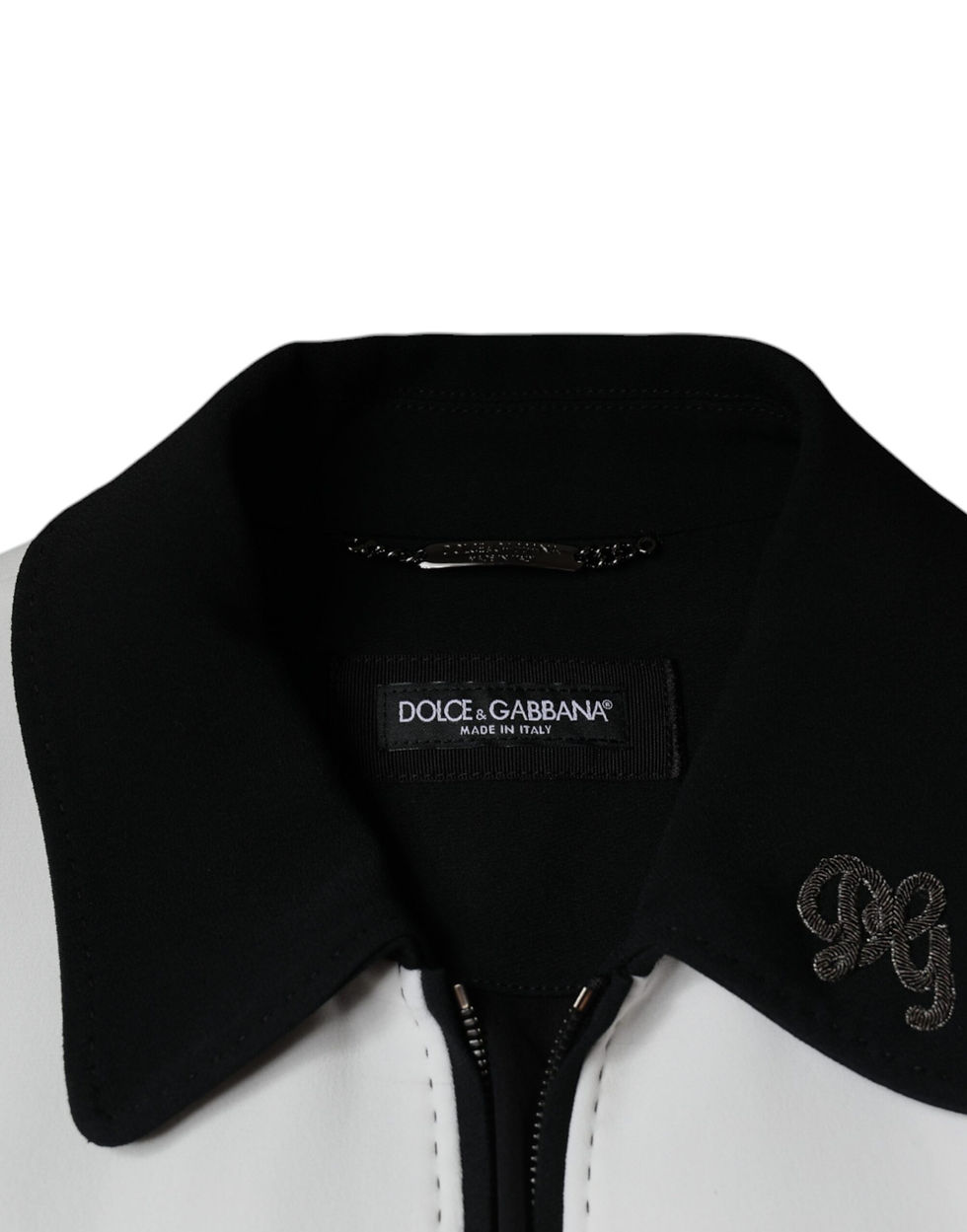 Thumbnail: Dolce & Gabbana Black White DG Crown Full Zip Blouson Jacket