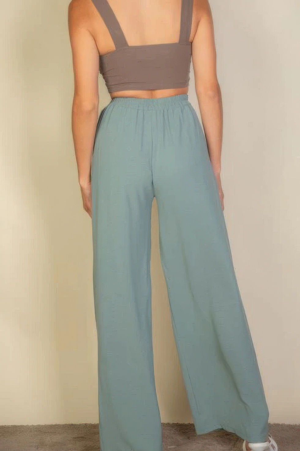 Thumbnail: Drawstring Waist Wide Leg Minimalist Pants