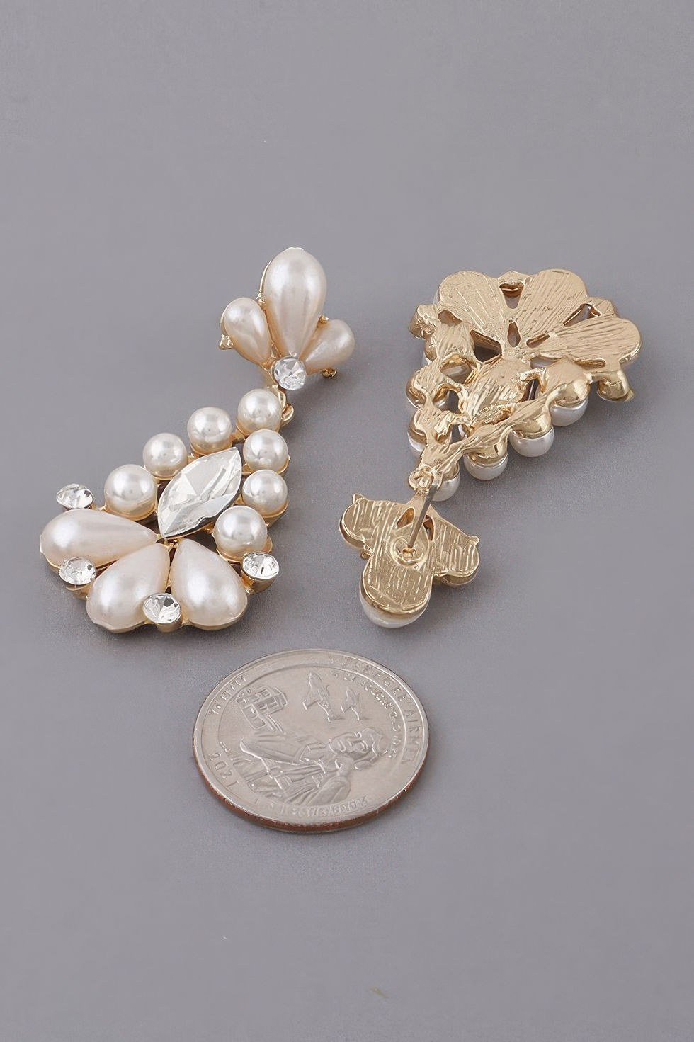 Thumbnail: Jeweled Pearl Teardrop Earrings