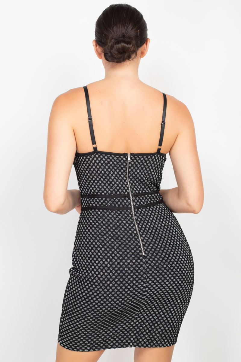Thumbnail: Sleeveless Sparkle Honeycomb Bodycon Dress