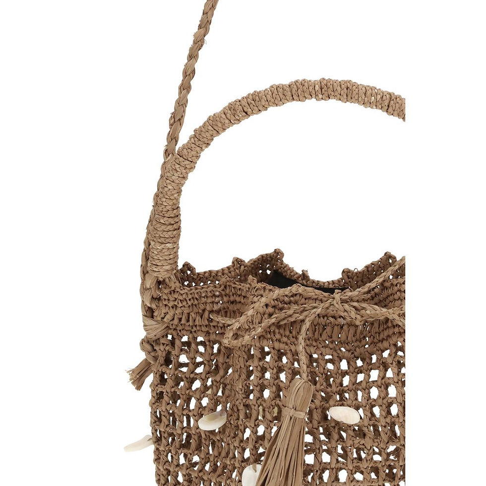 Thumbnail: Alanui Brown Raffia Backet Bag
