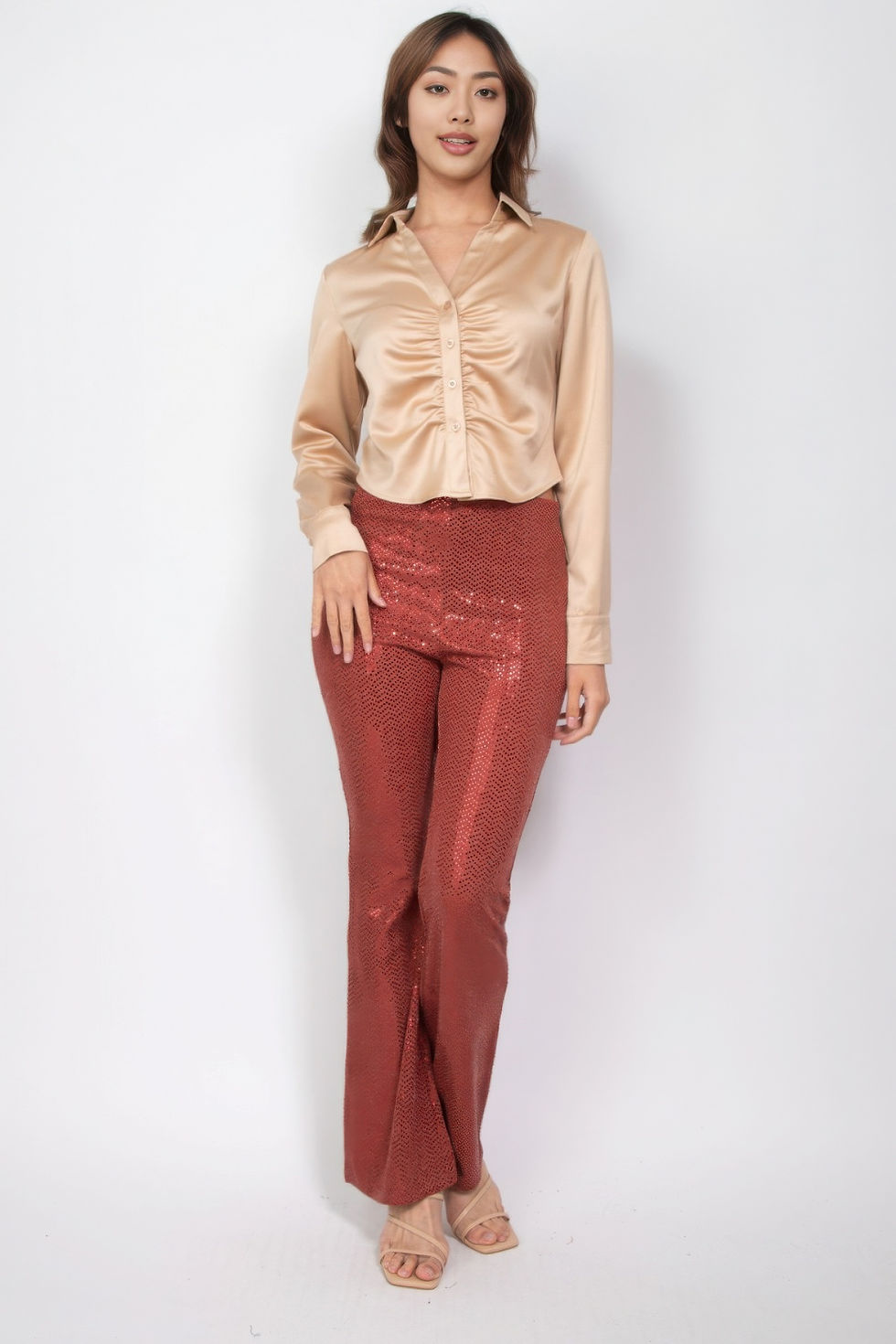 Thumbnail: Sequined Fit & Flare Midrise Pants