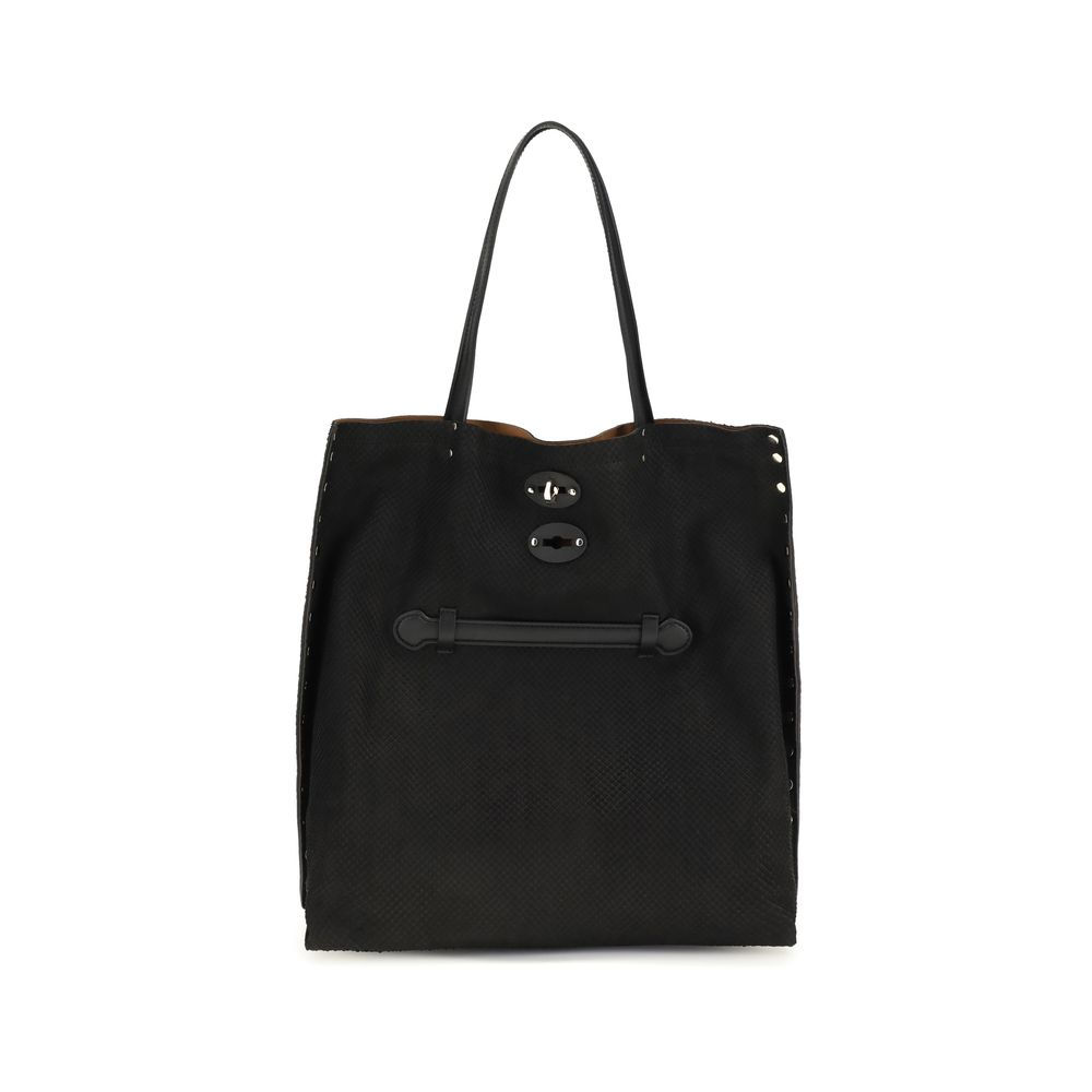 Zanellato Black Calf Leather Bos Taurus Shoulder Bag