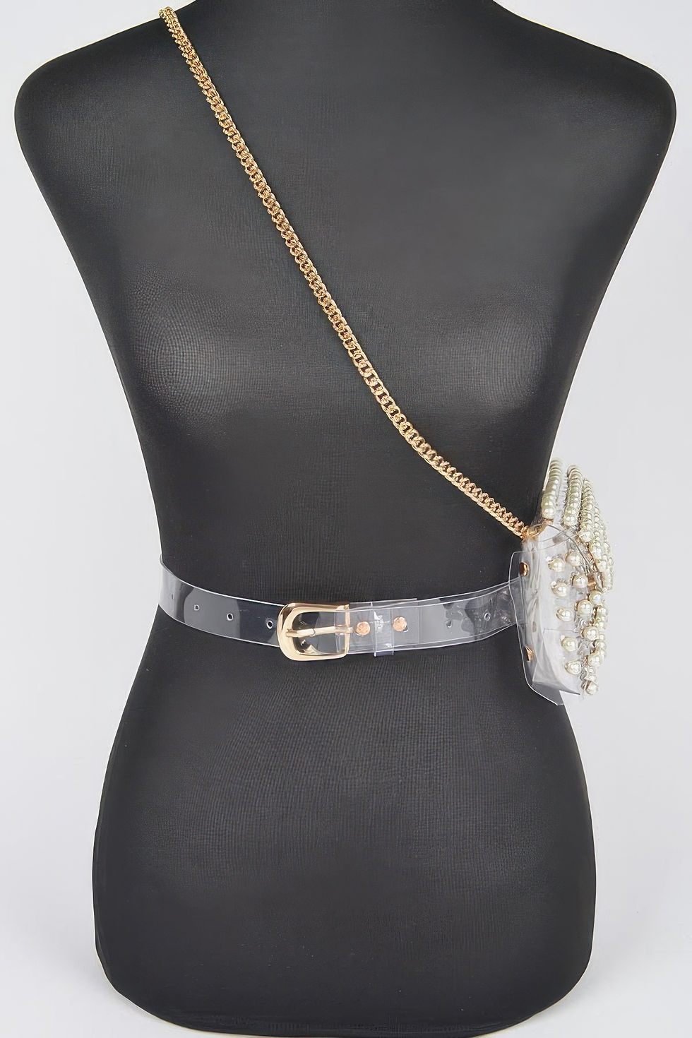 Thumbnail: Rhinestone Clear Belt Bag W/chain