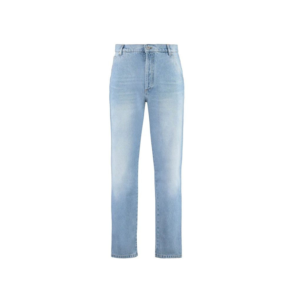 Balmain Blue Cotton Straight-Leg Jeans