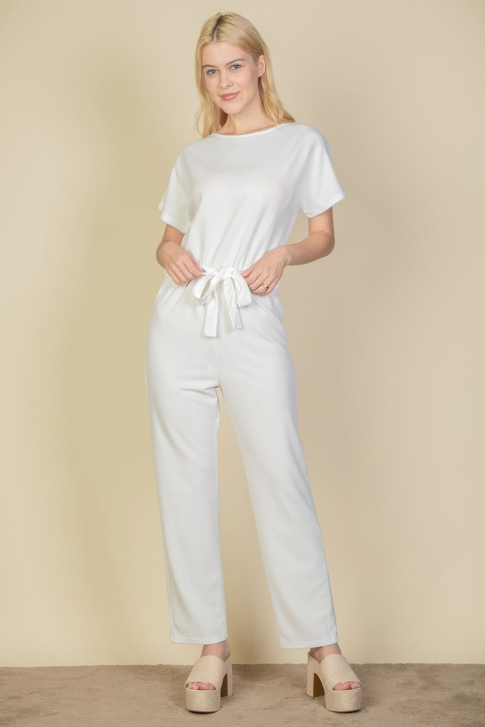 Thumbnail: Tie Waist Relaxed Jumpsuit