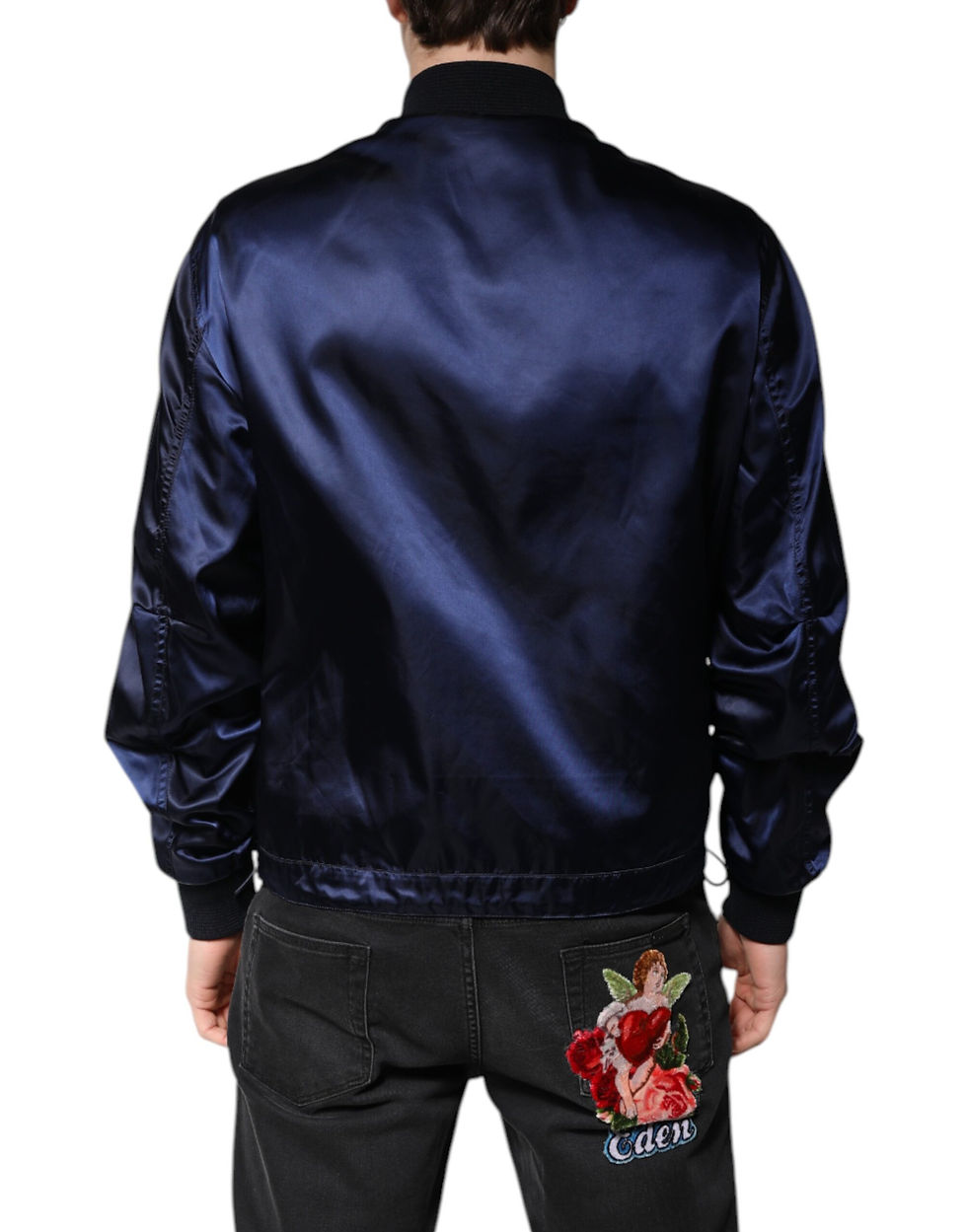 Thumbnail: Dolce & Gabbana Blue Nylon DG Crown Full Zip Bomber Jacket