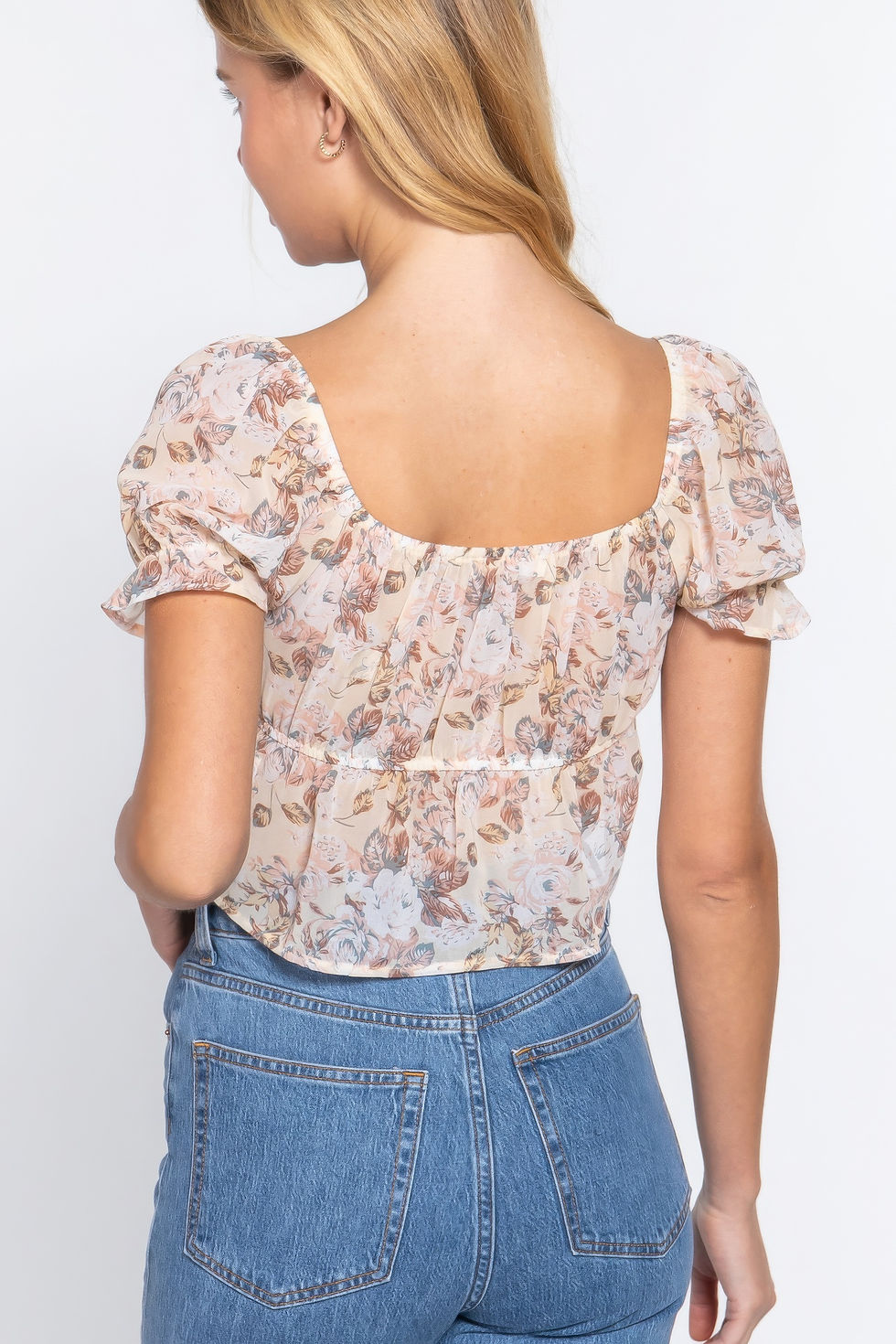 Thumbnail: Short Slv Front Tie Print Woven Top           