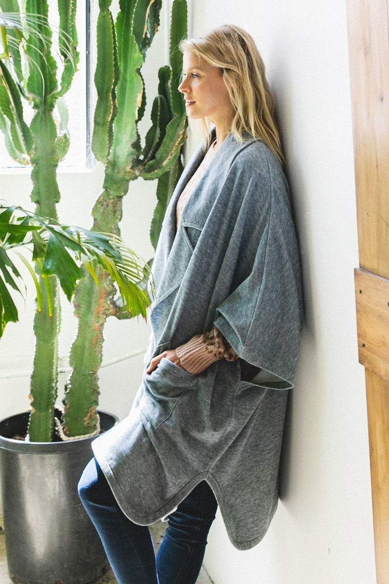 Thumbnail: Solid Knit Oversized Trench Jacket