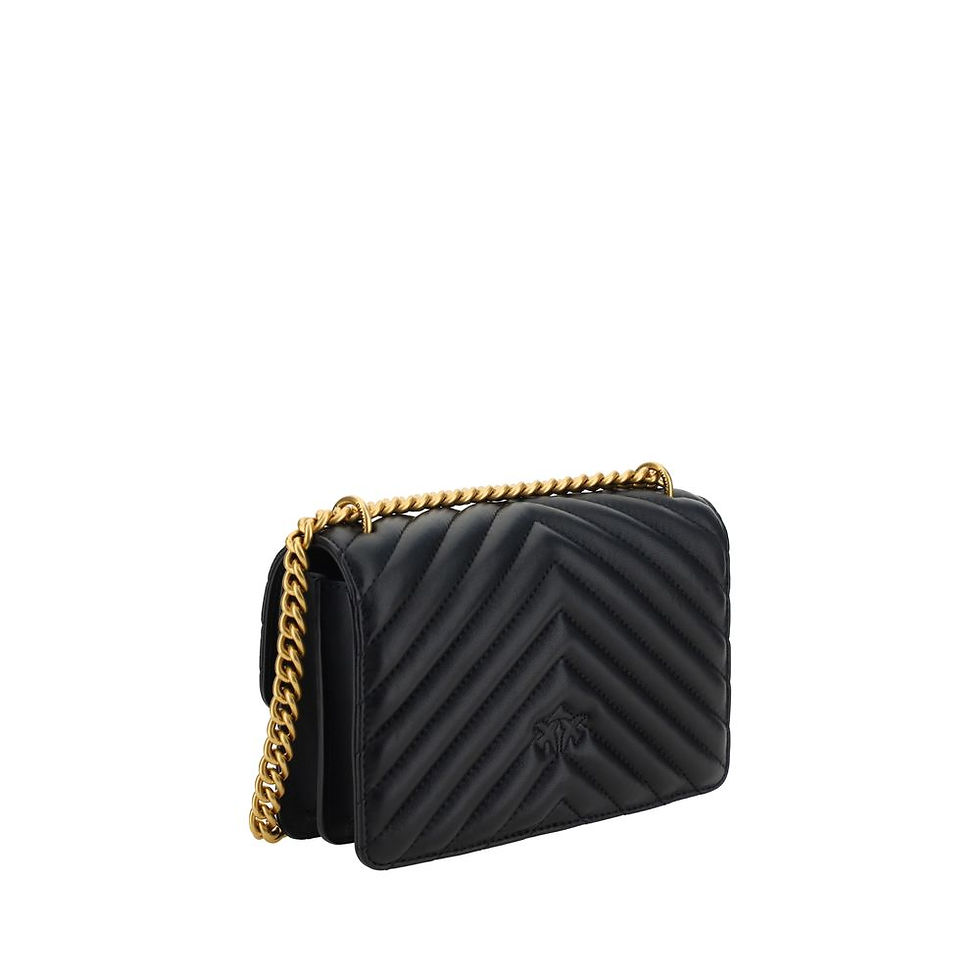 Thumbnail: PINKO Black Calf Leather Bos Taurus Shoulder Bag