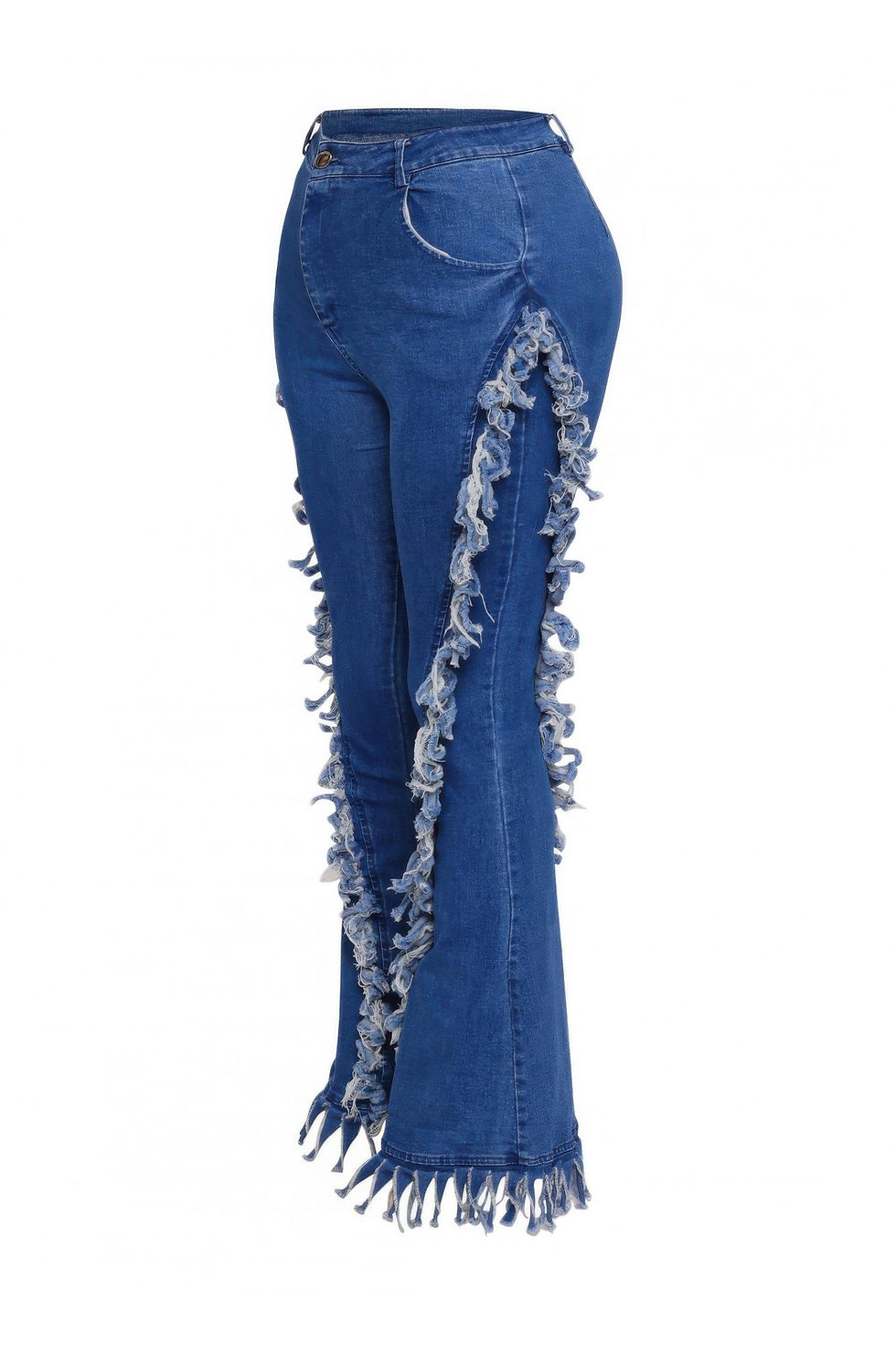 Thumbnail: Distressed Fringe Denim Flared Pant
