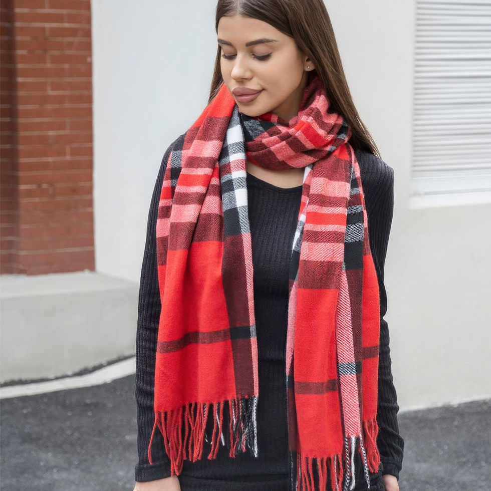 Thumbnail: Plaid blanket scarf with tassel