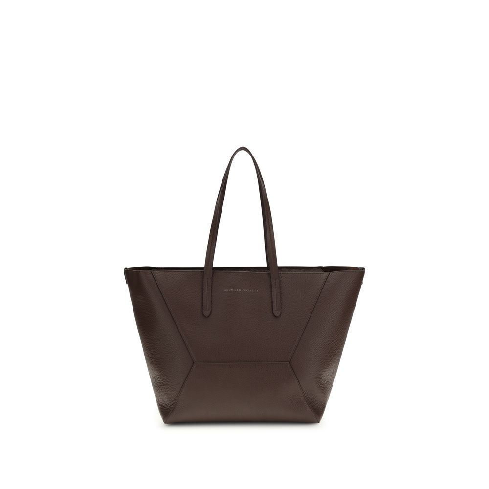 Brunello Cucinelli Brown Calf Leather Bos Taurus Shoulder Bag