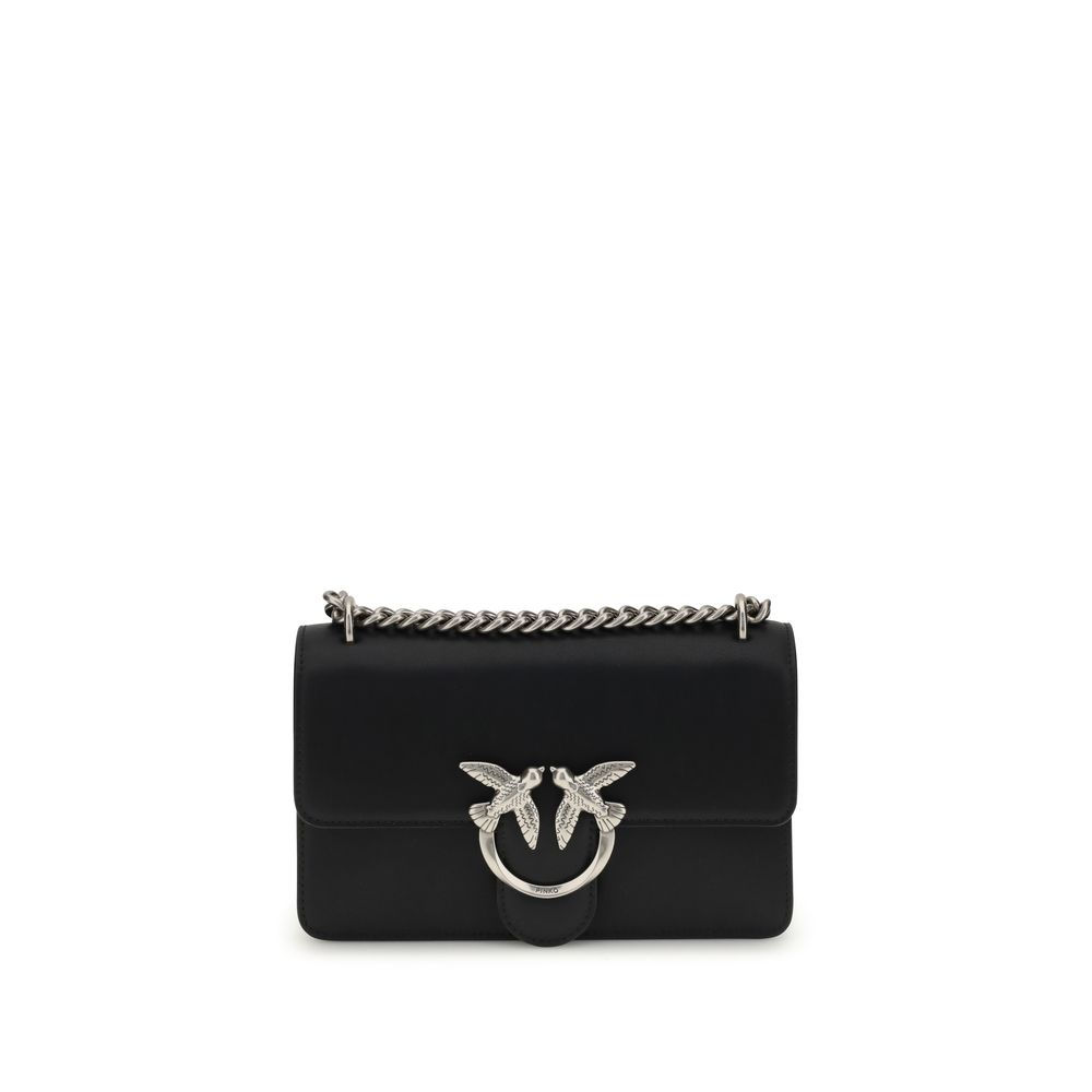 PINKO Black Calf Leather Bos Taurus Shoulder Bag