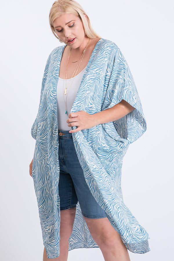 Thumbnail: Zebra Print Short Sleeve Maxi Kimono
