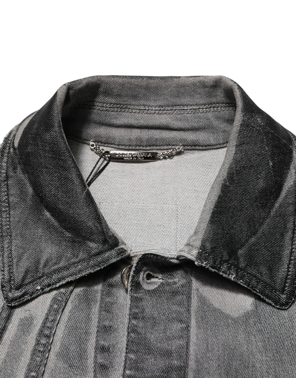 Thumbnail: Dolce & Gabbana Gray Washed Cotton Stretch Denim Jacket